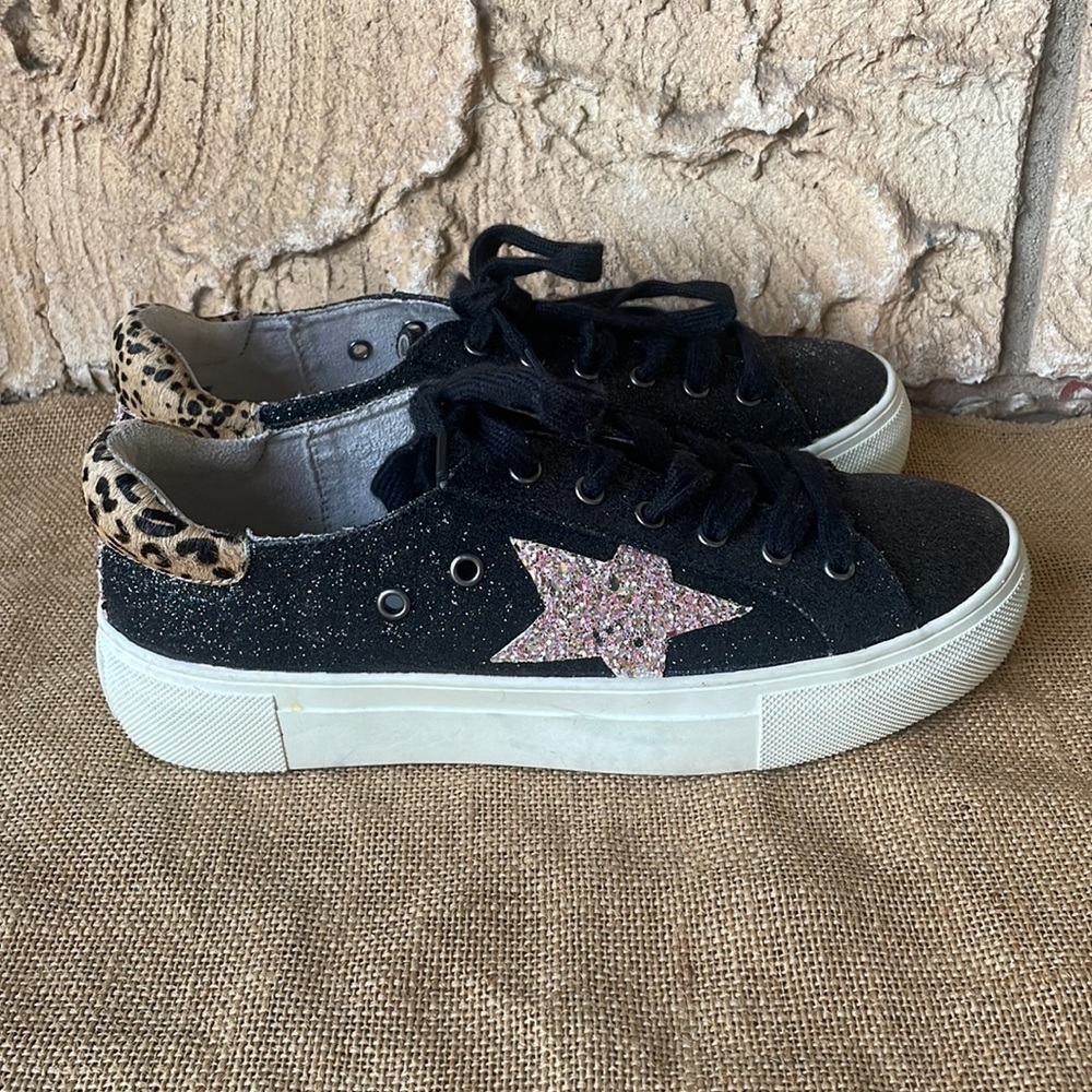 Mia marlowe Shoe Star Glitter sneakers, Black & Pink Size 7 1/2 Sold Out - Picture 13 of 16